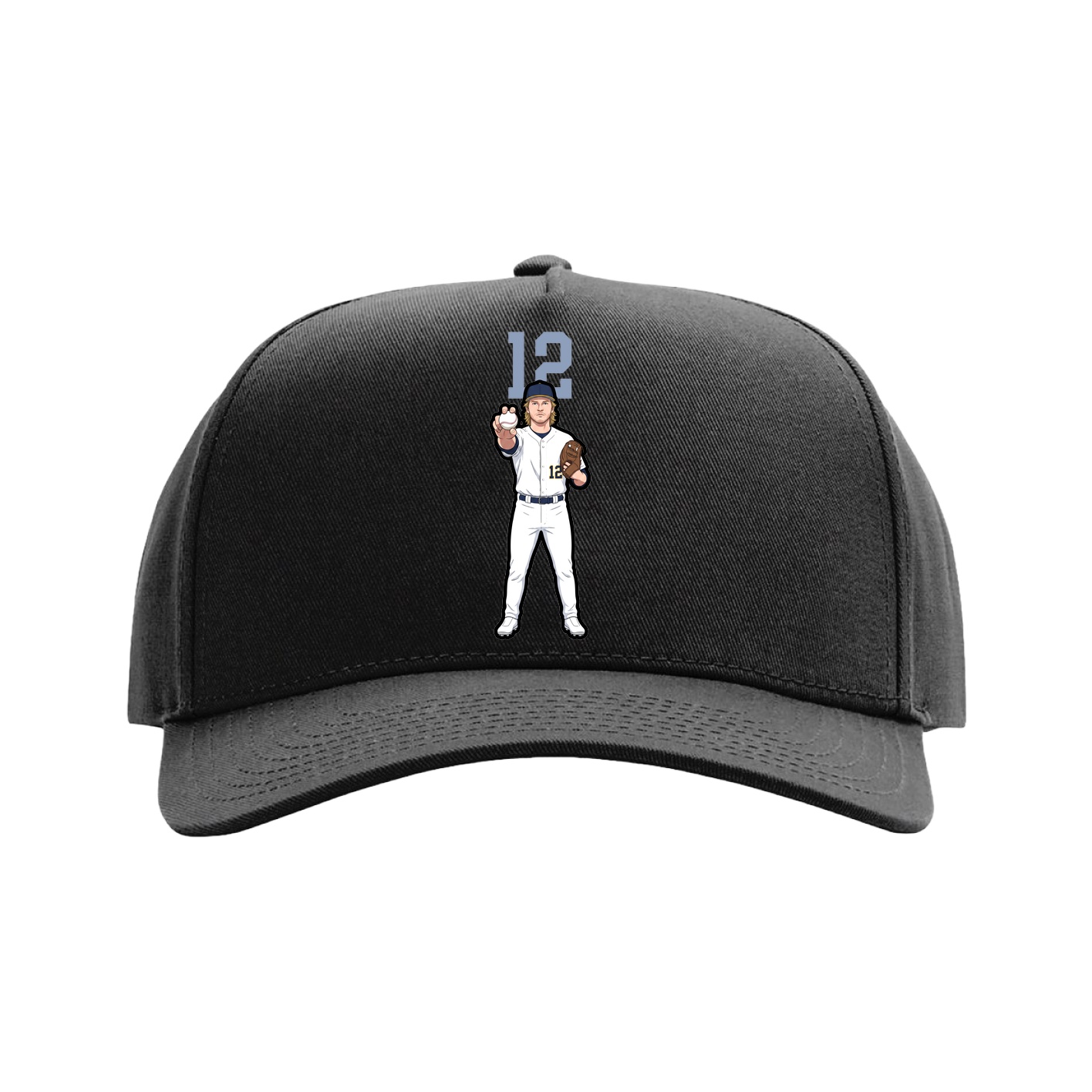Full Fabric Five-Panel Champ Cap — Number Top in Black