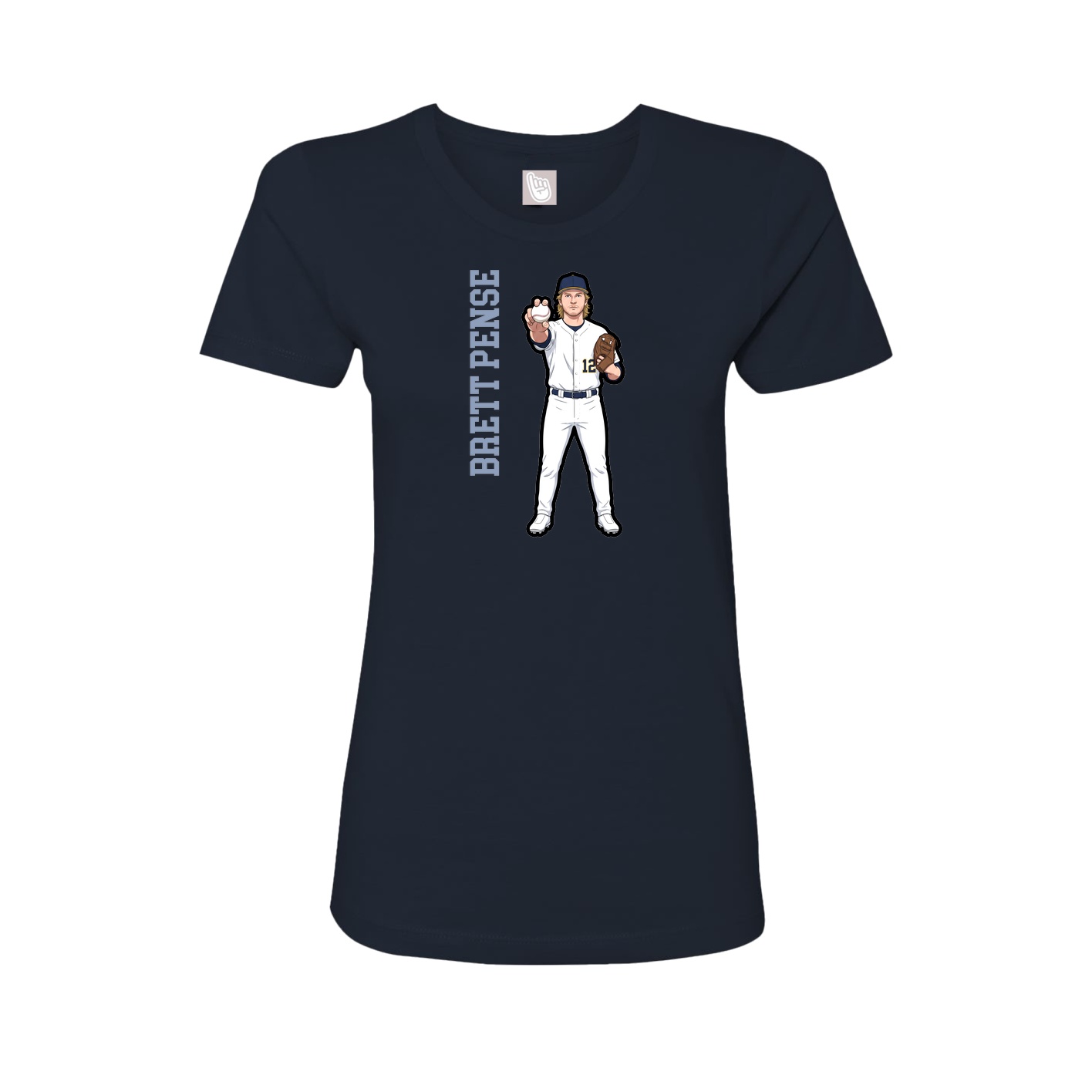 Fitted Women's Tee — Name Vertical in Navy