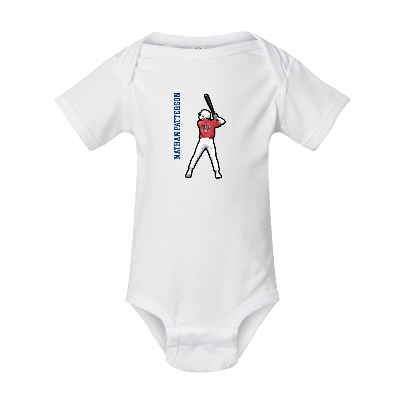 Baby Onesie — Name Vertical in White