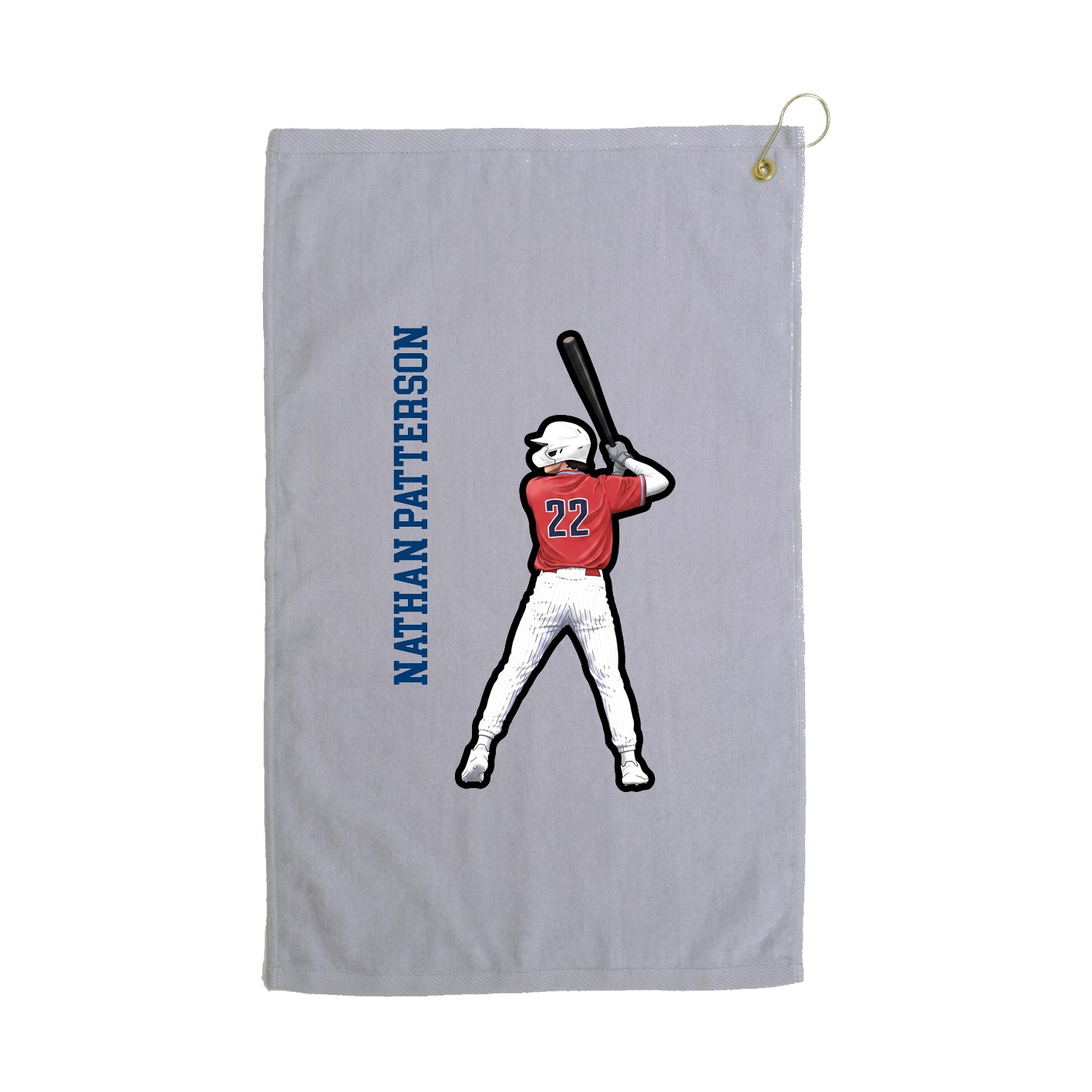Golf Towel — Name Vertical in Grey