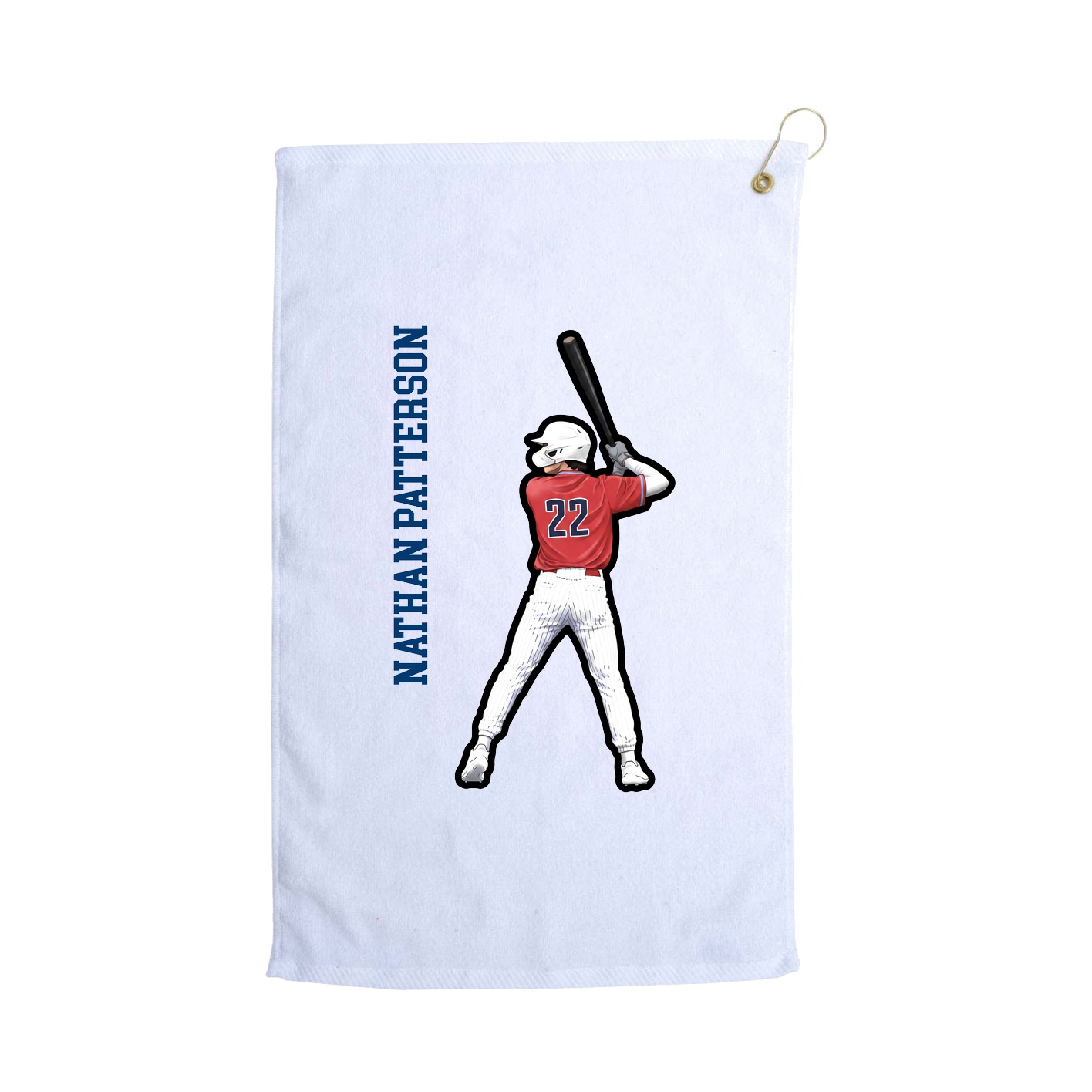 Golf Towel — Name Vertical in White