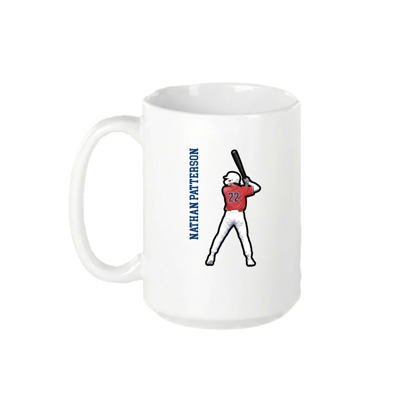 15oz Coffee Mug — Name Vertical in White