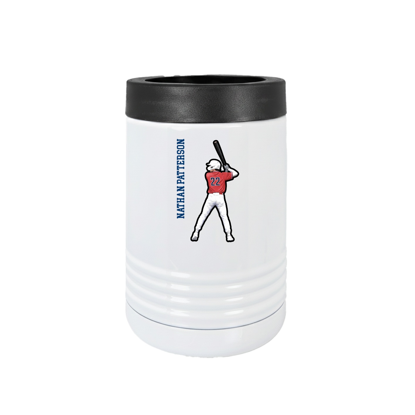 Beverage Holder — Name Vertical in White