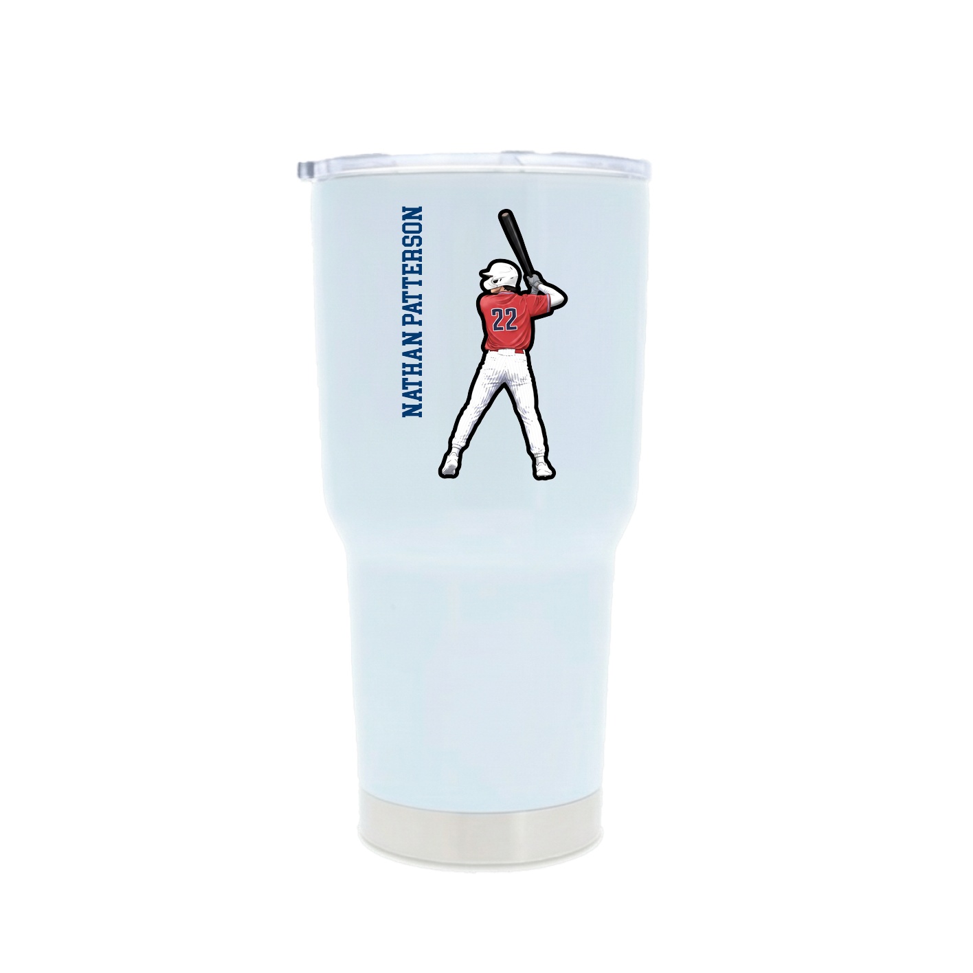 30oz Stainless Steel Tumbler — Name Vertical in White