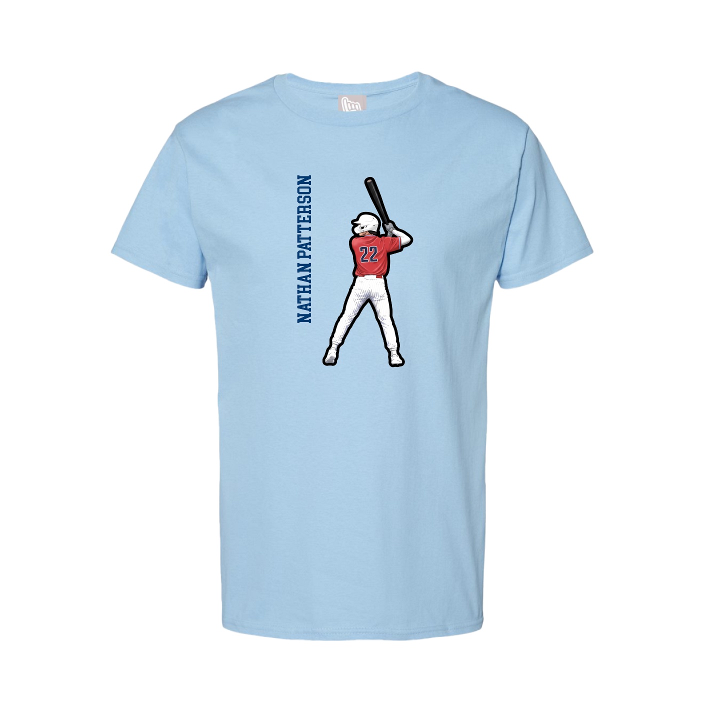 Tee — Name Vertical in Light Blue
