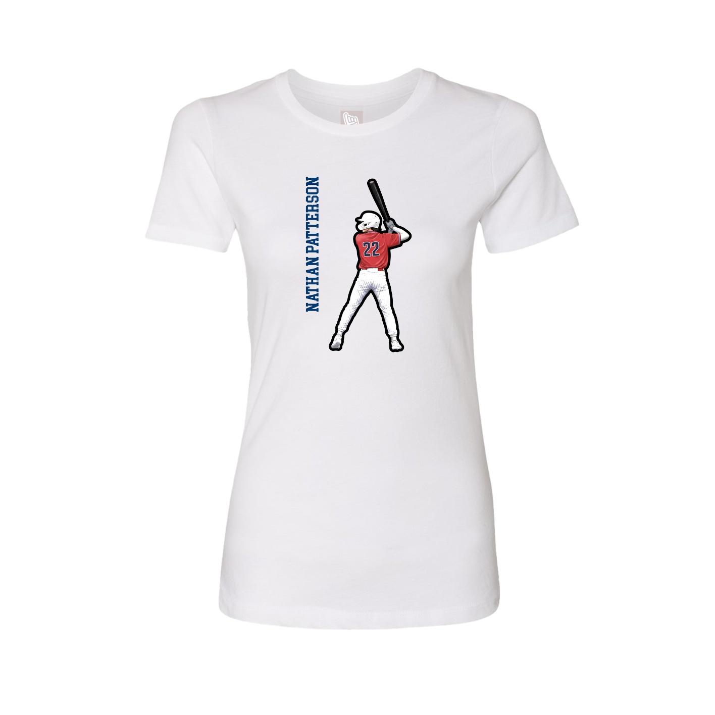 Fitted Women's Tee — Name Vertical in White