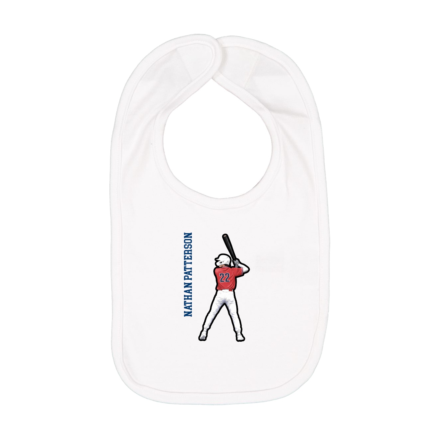 Infant Bib — Name Vertical in White