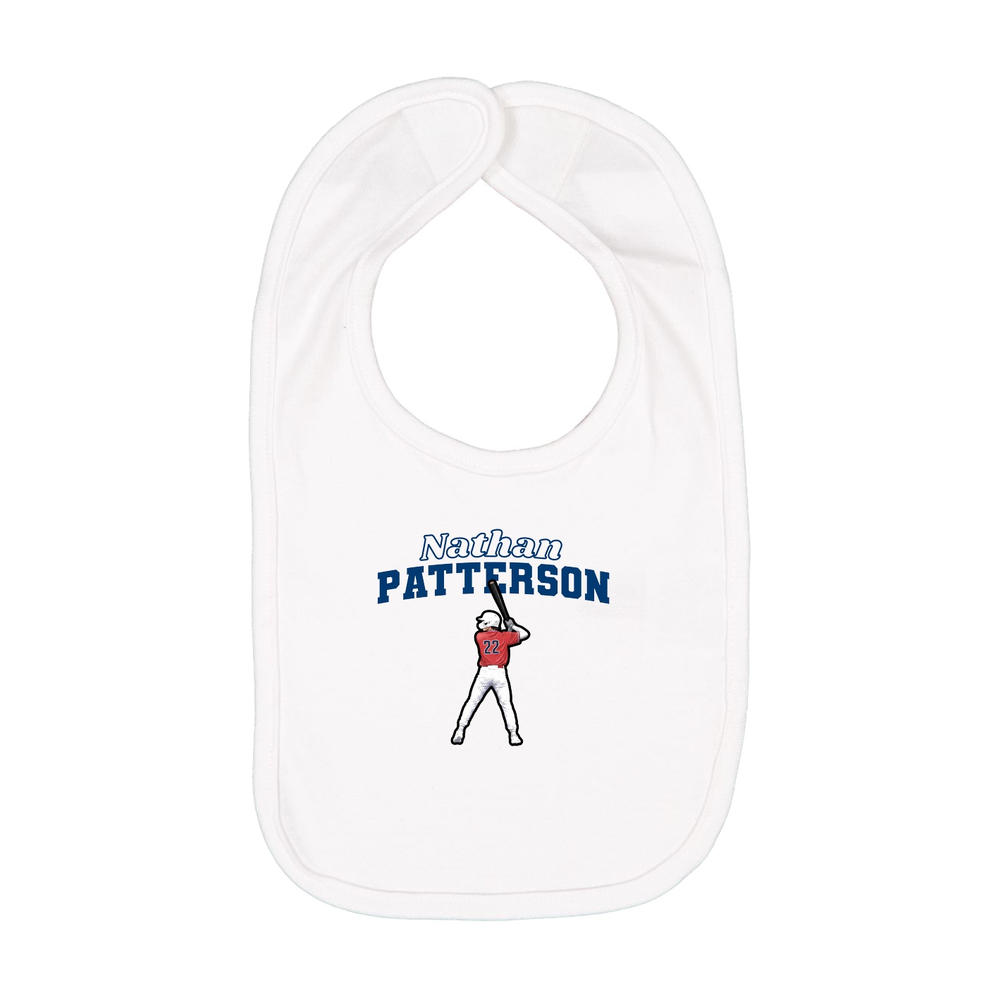 Infant Bib — Name Arch in White