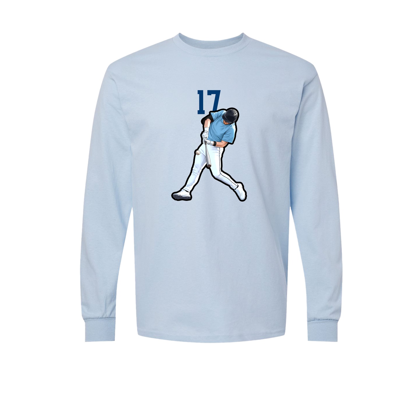 Long Sleeve Tee — Number Top in Light Blue