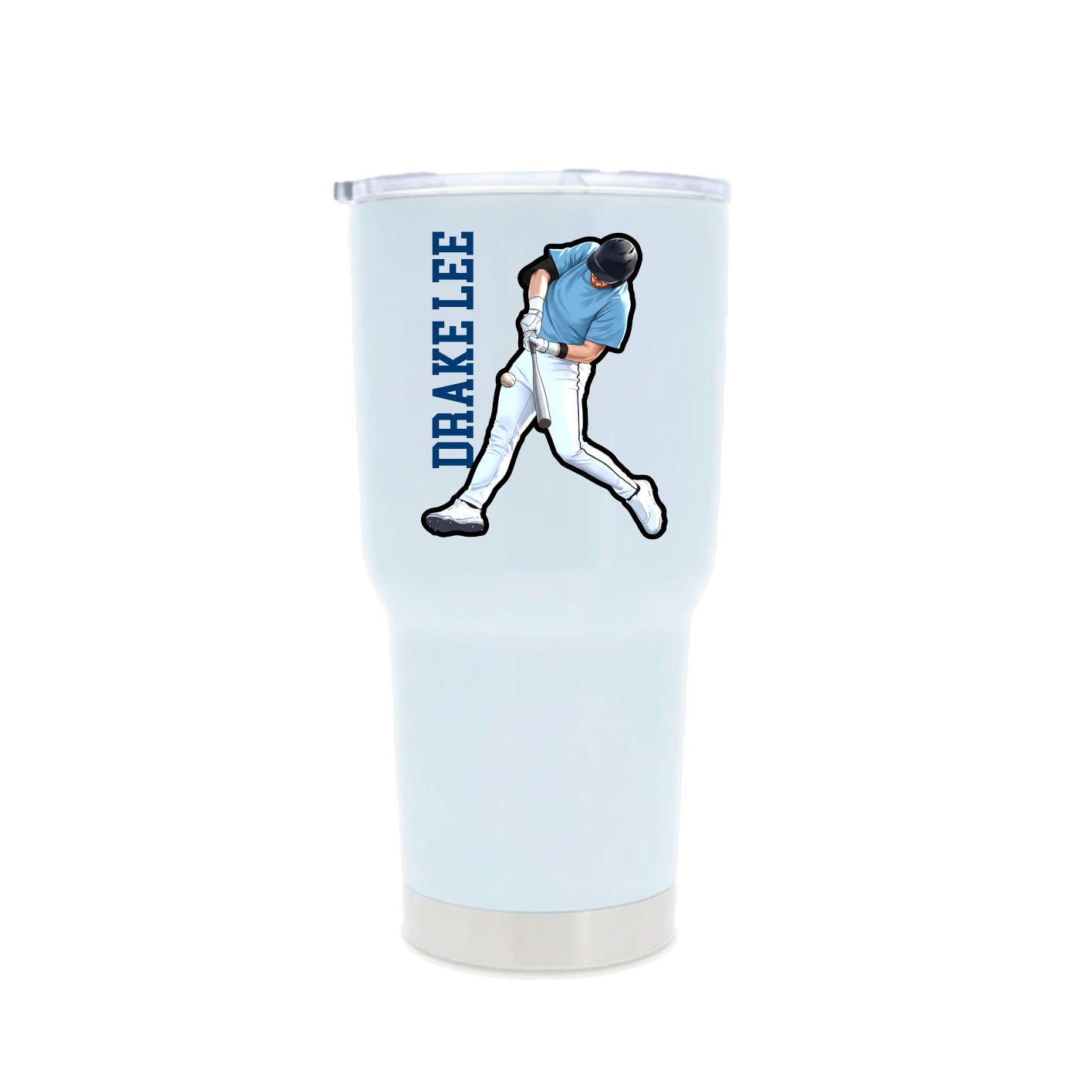 30oz Stainless Steel Tumbler — Name Vertical in White