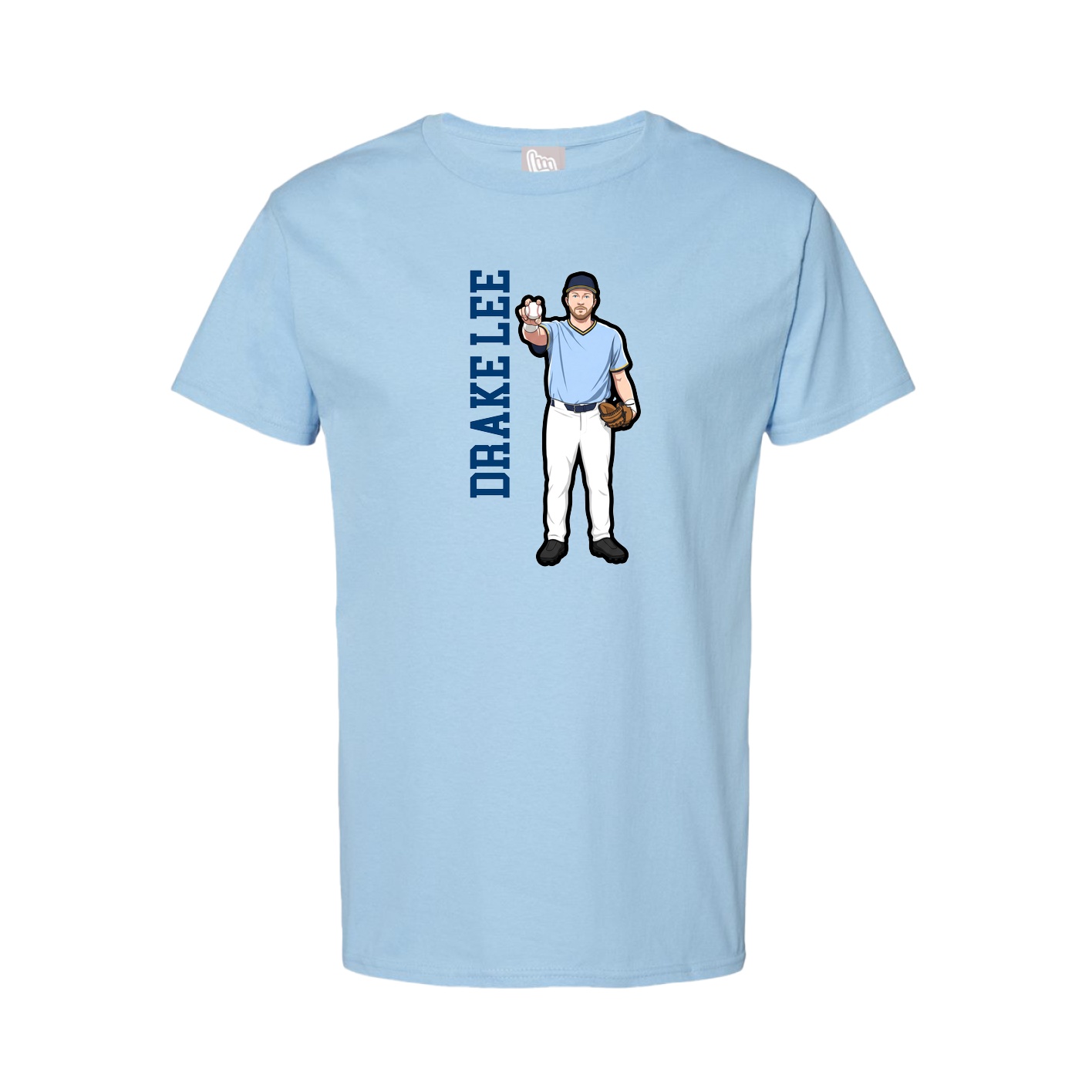 Tee — Name Vertical in Light Blue