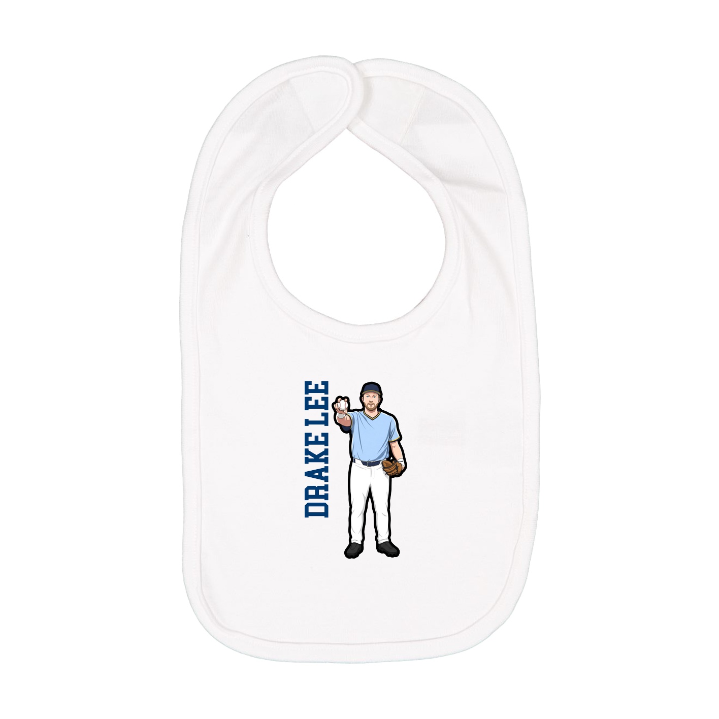 Infant Bib — Name Vertical in White