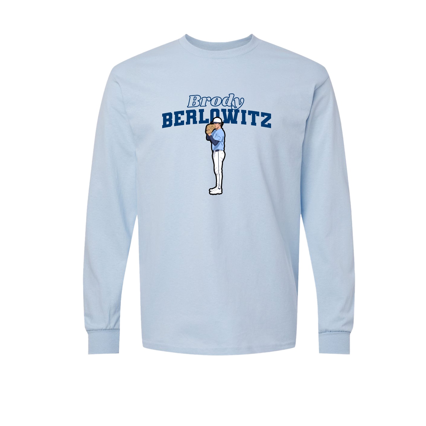 Long Sleeve Tee — Name Arch in Light Blue