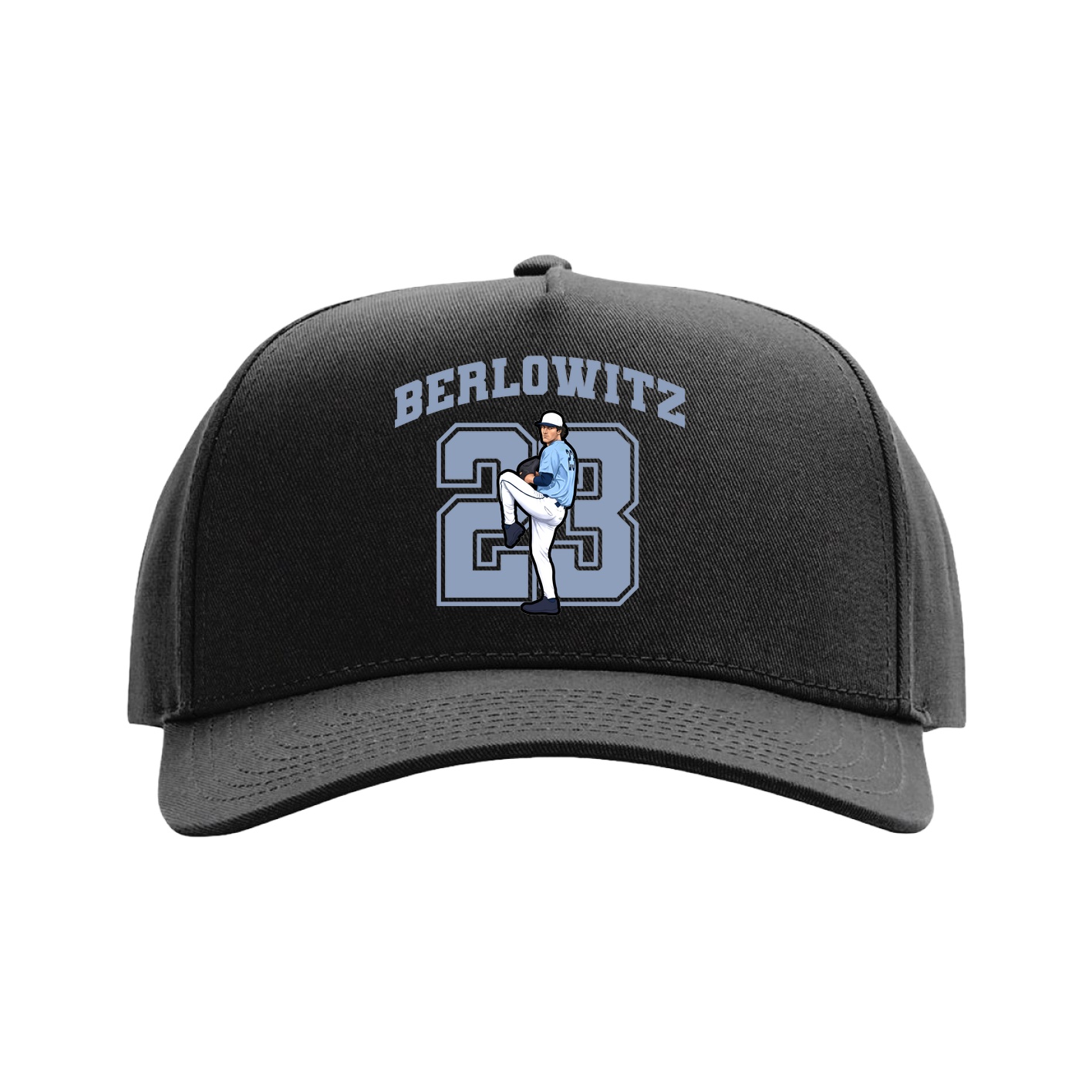 Full Fabric Five-Panel Champ Cap — Number in Black