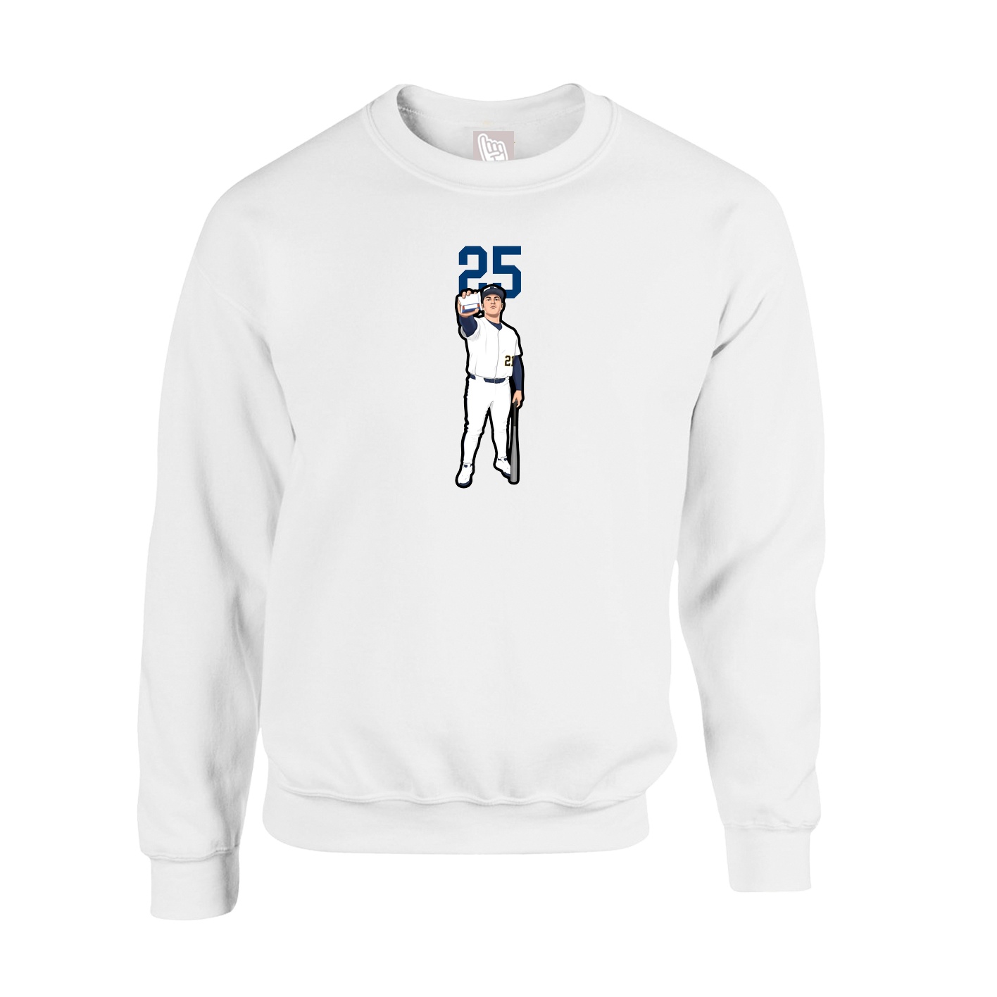 Fleece Crew — Number Top in White