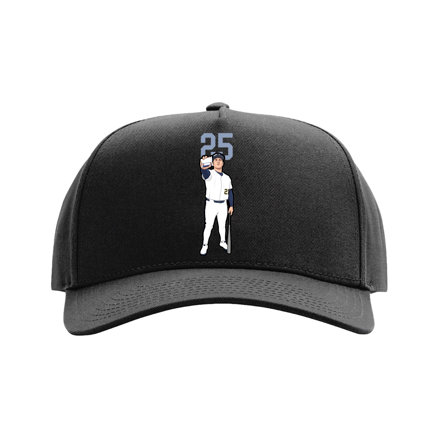 Full Fabric Five-Panel Champ Cap — Number Top in Black