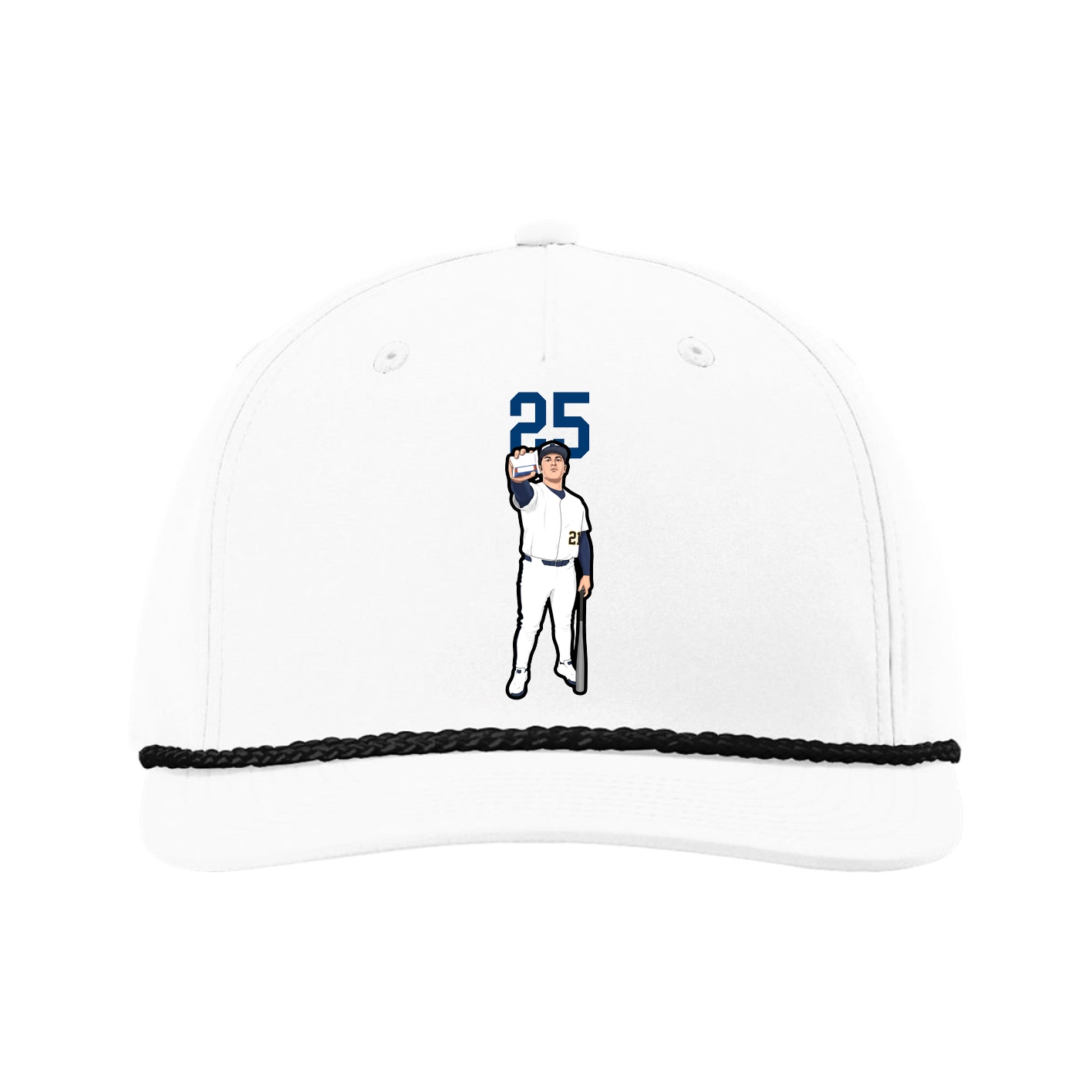 Five-Panel Classic Rope Cap — Number Top in White
