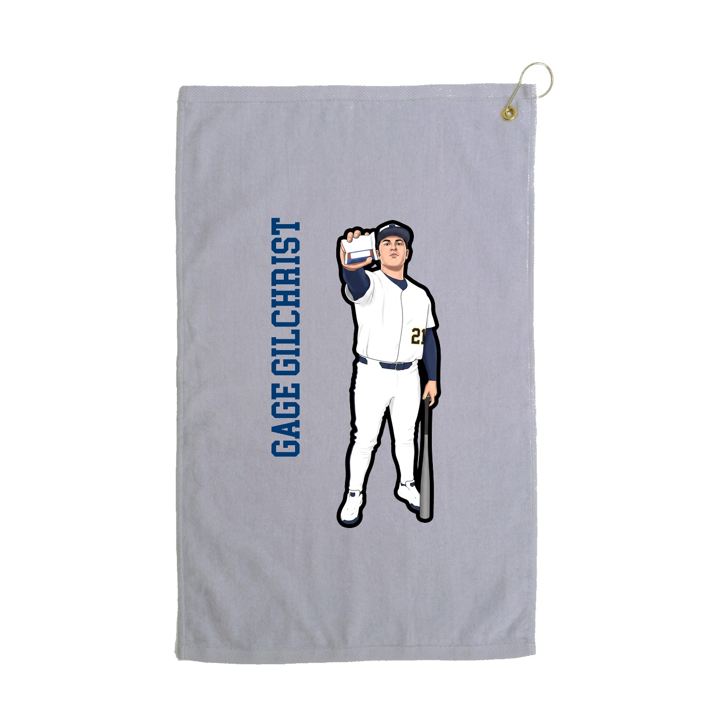 Golf Towel — Name Vertical in Grey