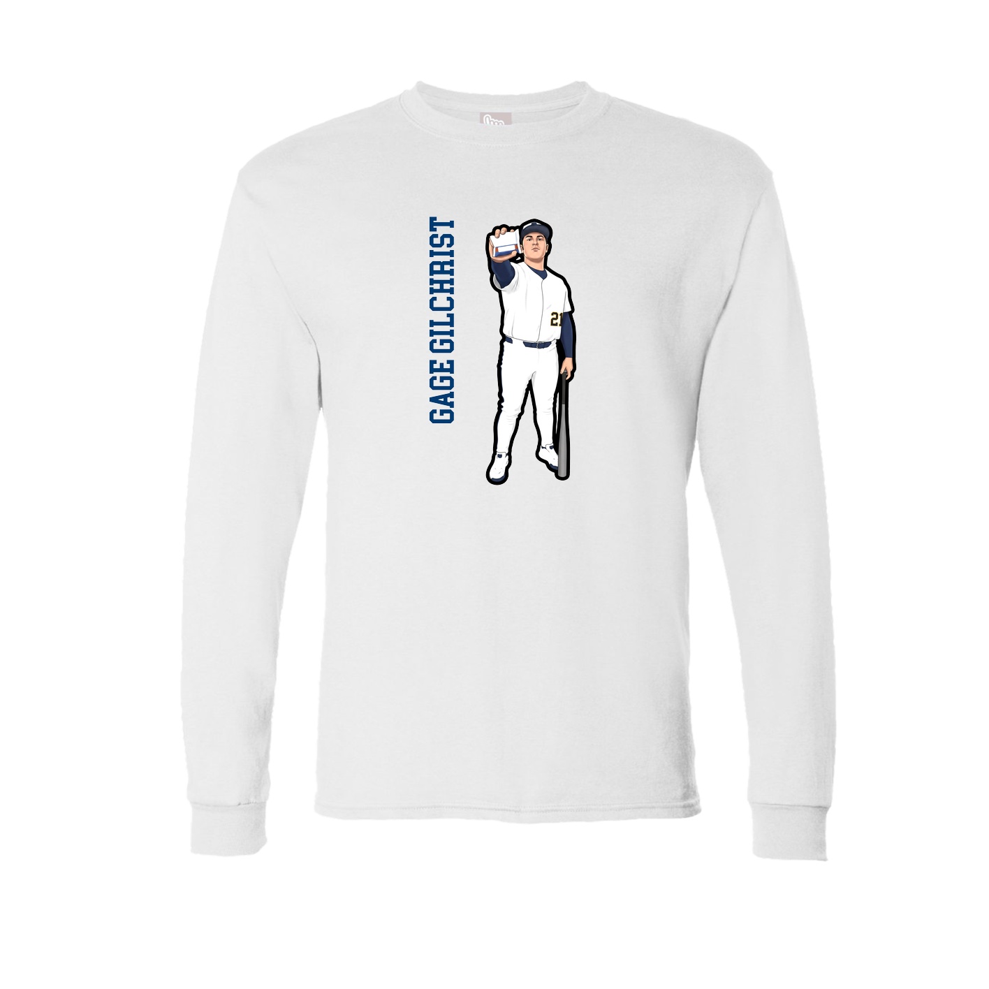 Long Sleeve Tee — Name Vertical in White