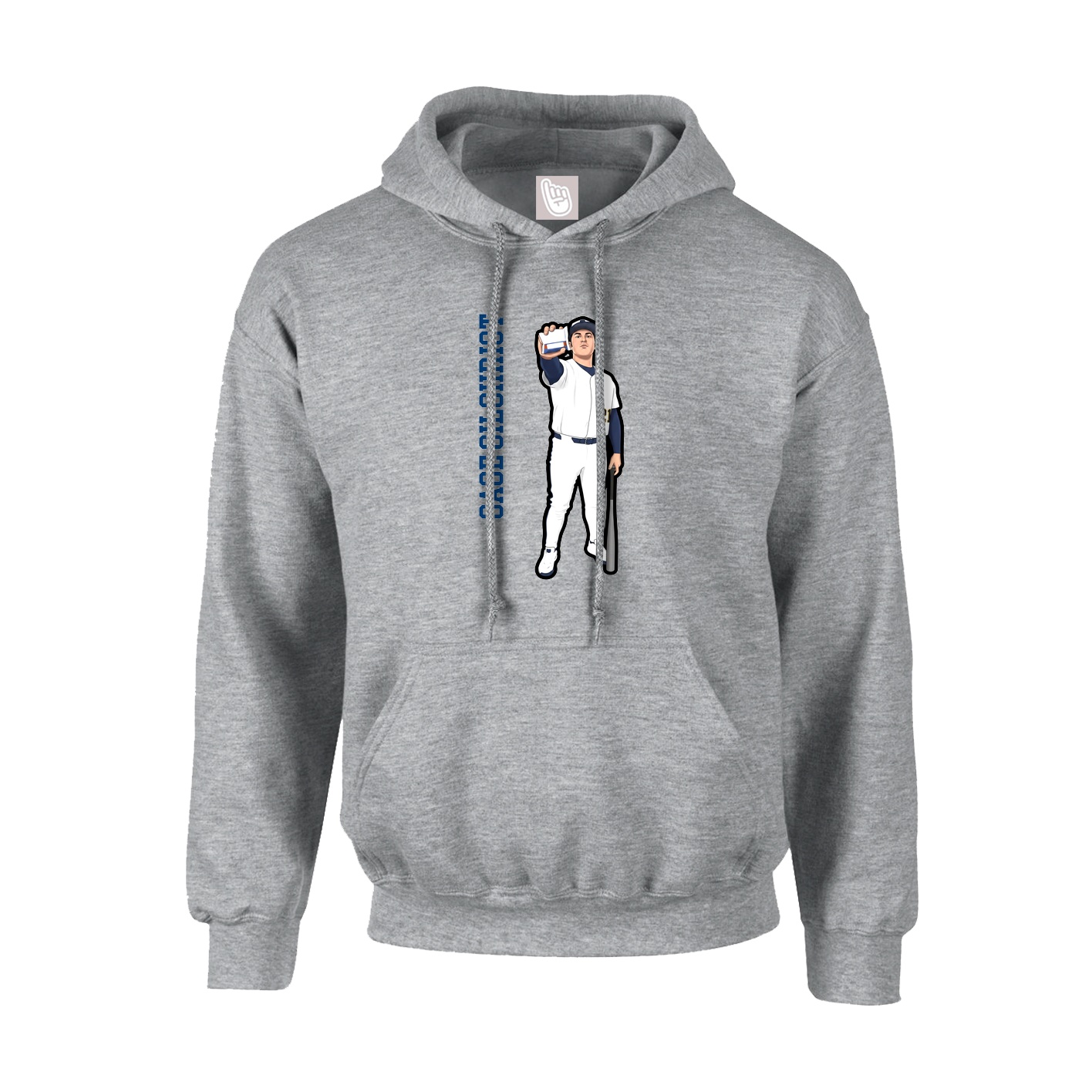 Hoodie — Name Vertical in Grey