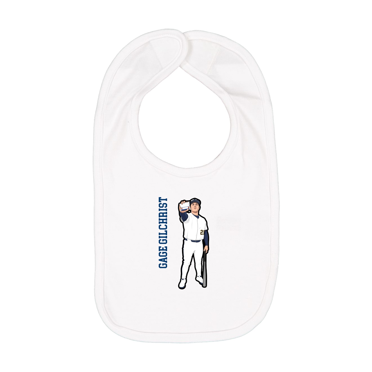 Infant Bib — Name Vertical in White