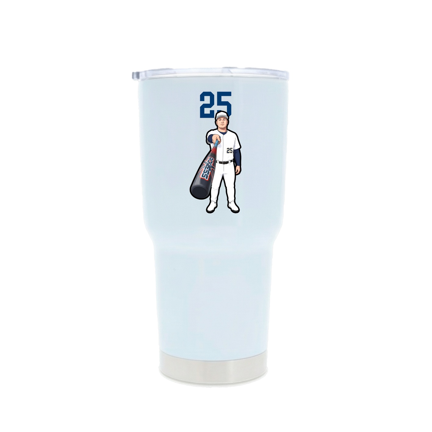 30oz Stainless Steel Tumbler — Number Top in White