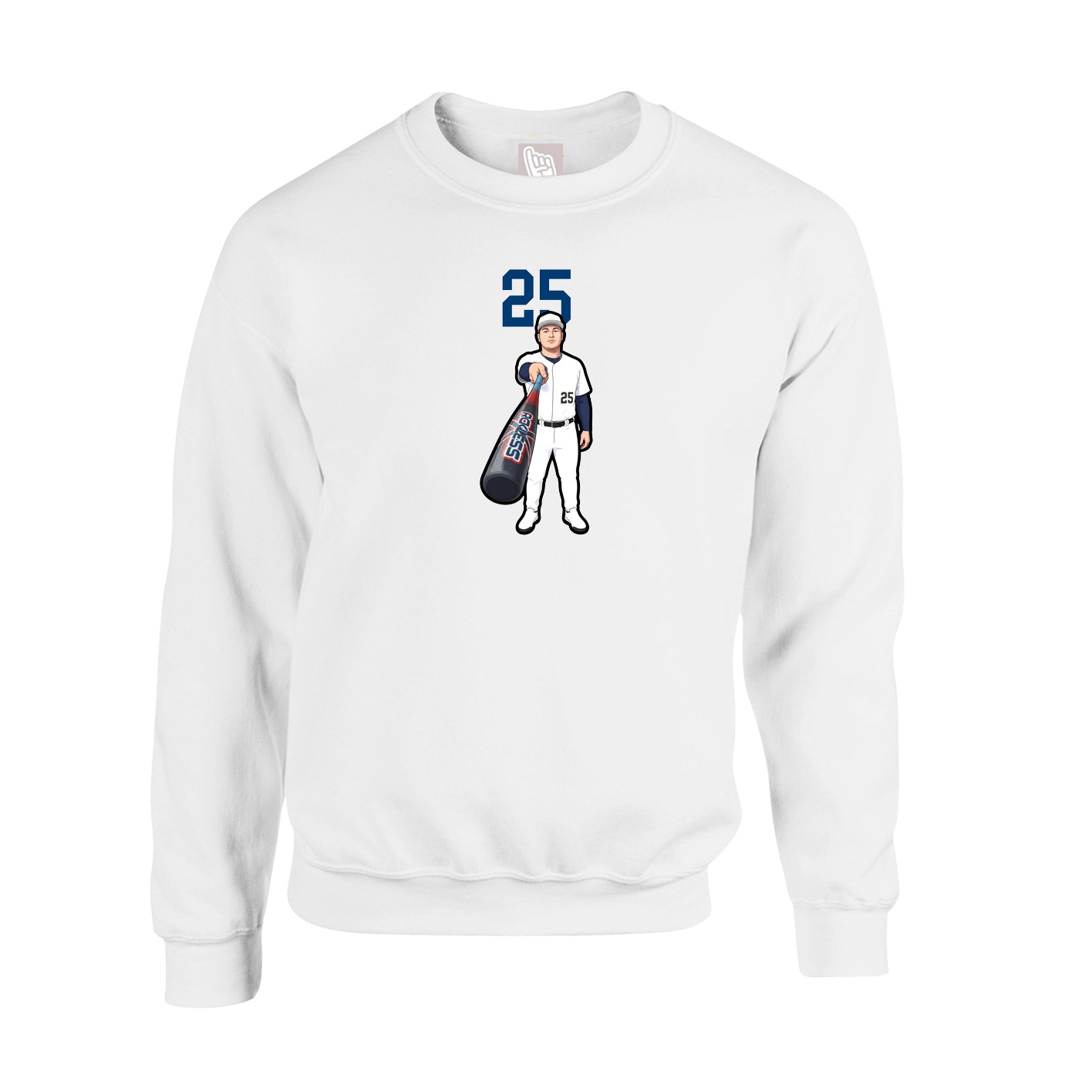 Fleece Crew — Number Top in White