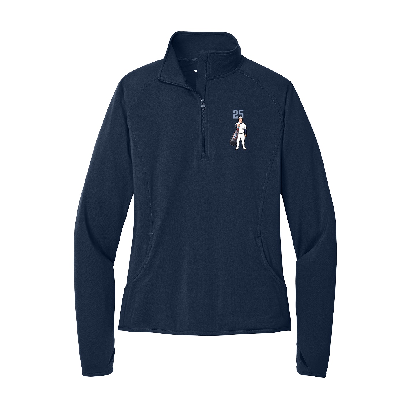 Women's Q-Zip Pullover — Number Top in Navy