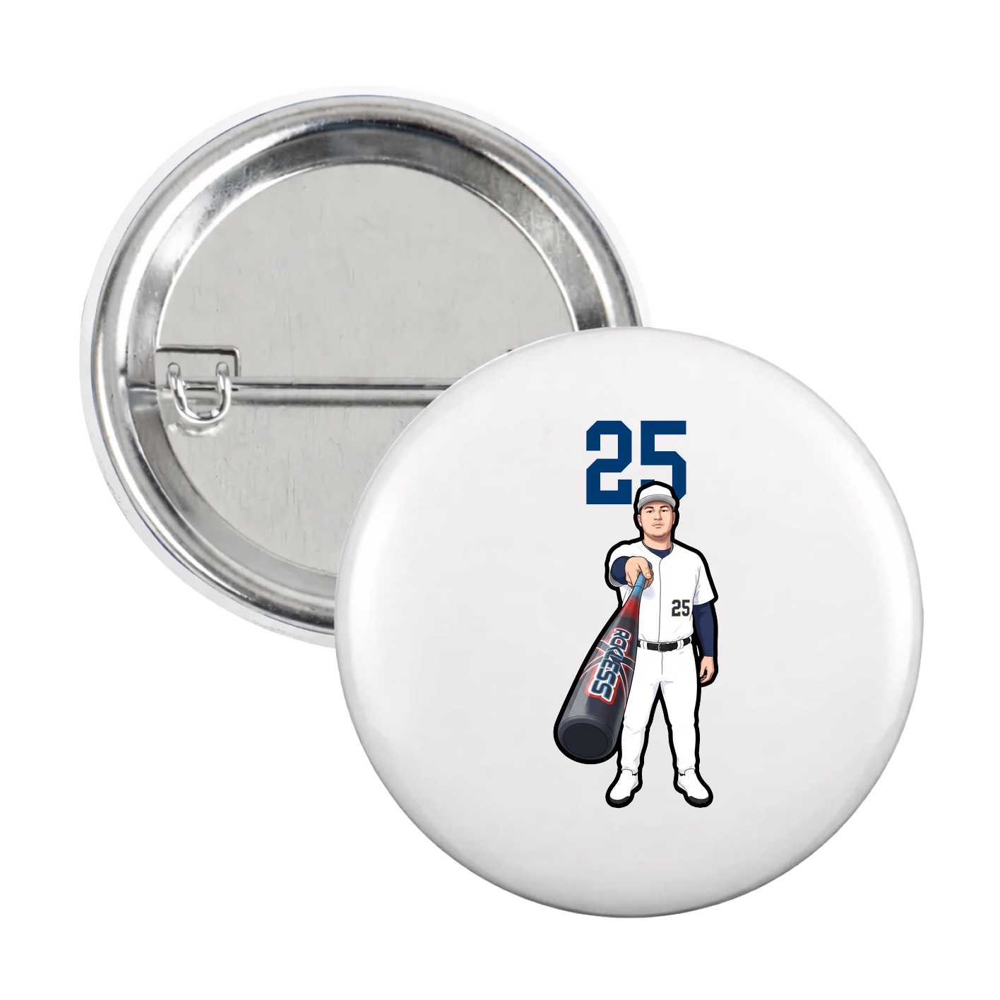 Game Day Button — Number Top in White