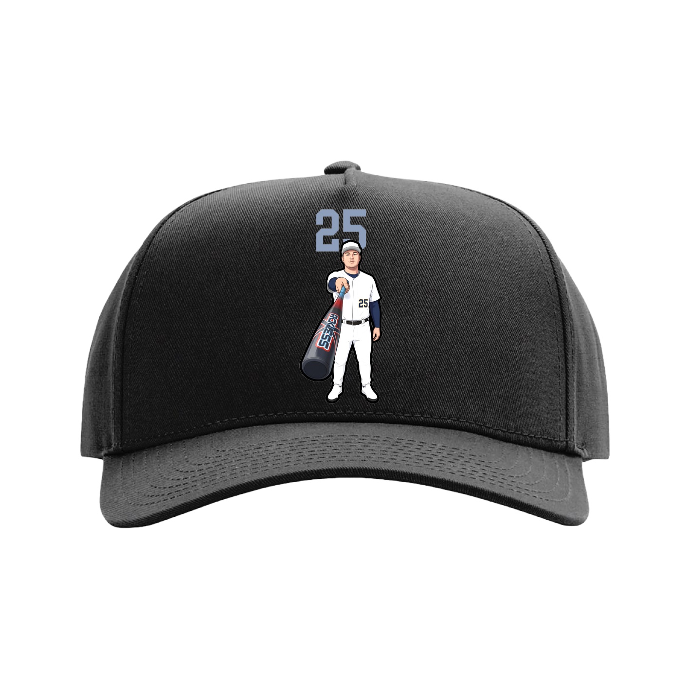 Full Fabric Five-Panel Champ Cap — Number Top in Black