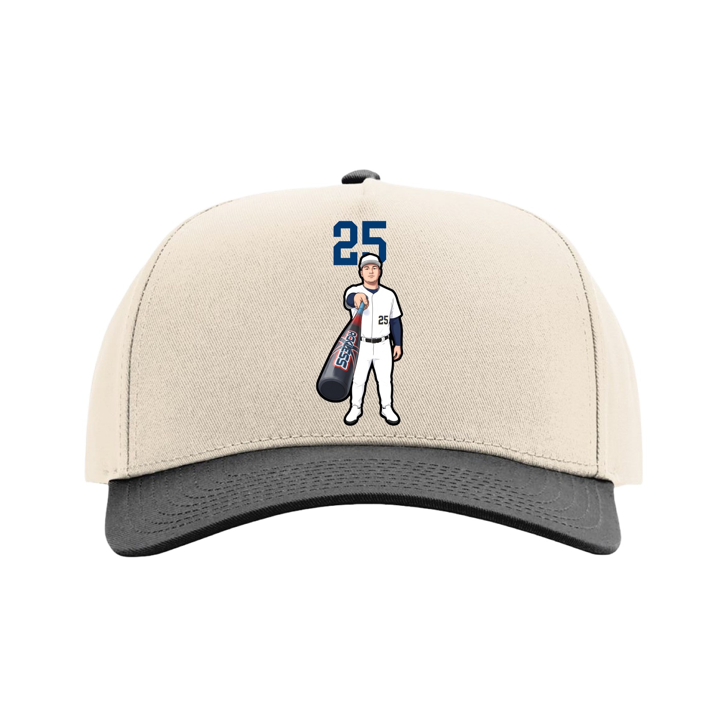 Full Fabric Five-Panel Champ Cap — Number Top in Cream/Black