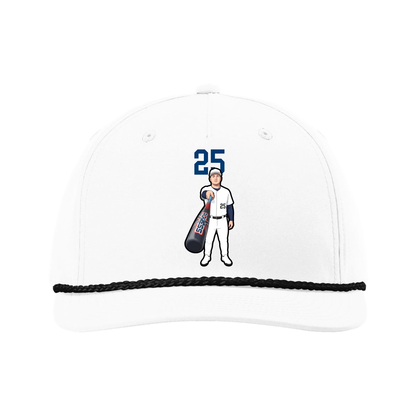 Five-Panel Classic Rope Cap — Number Top in White