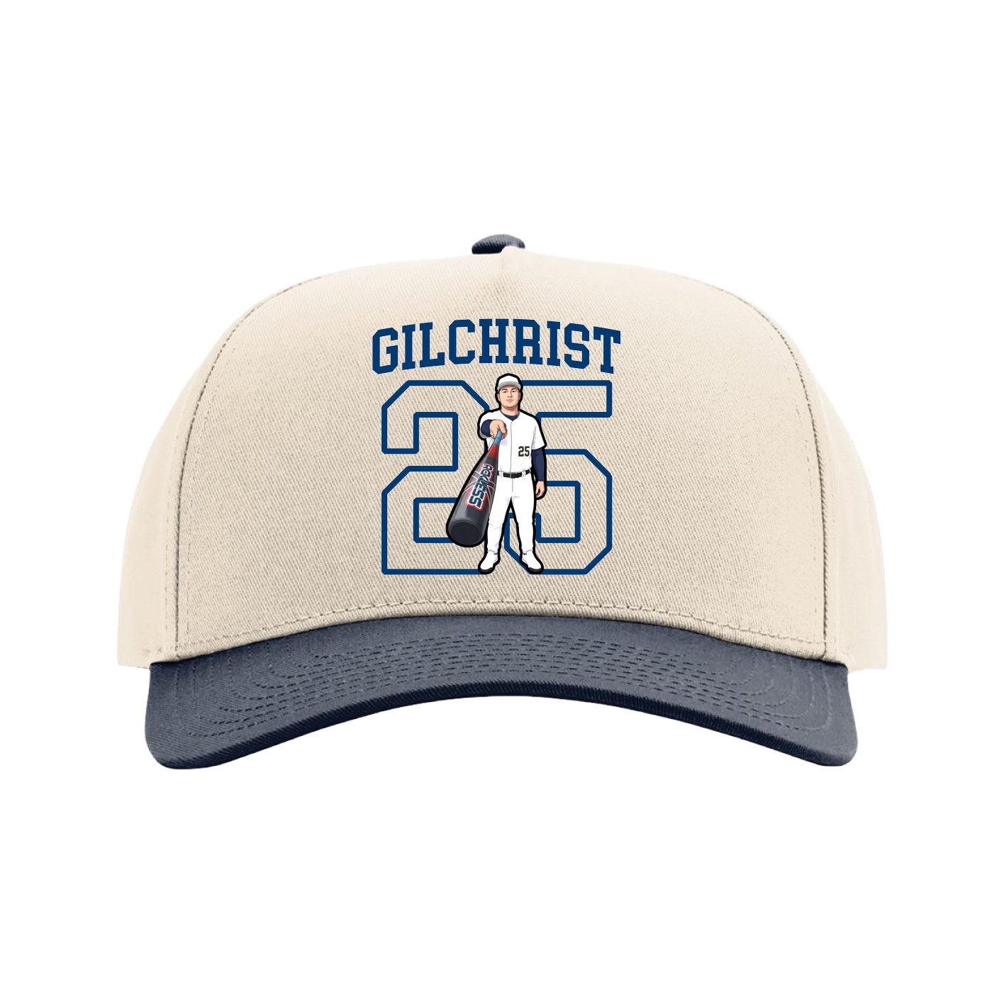 Full Fabric Five-Panel Champ Cap — Shirsey in Cream/Navy
