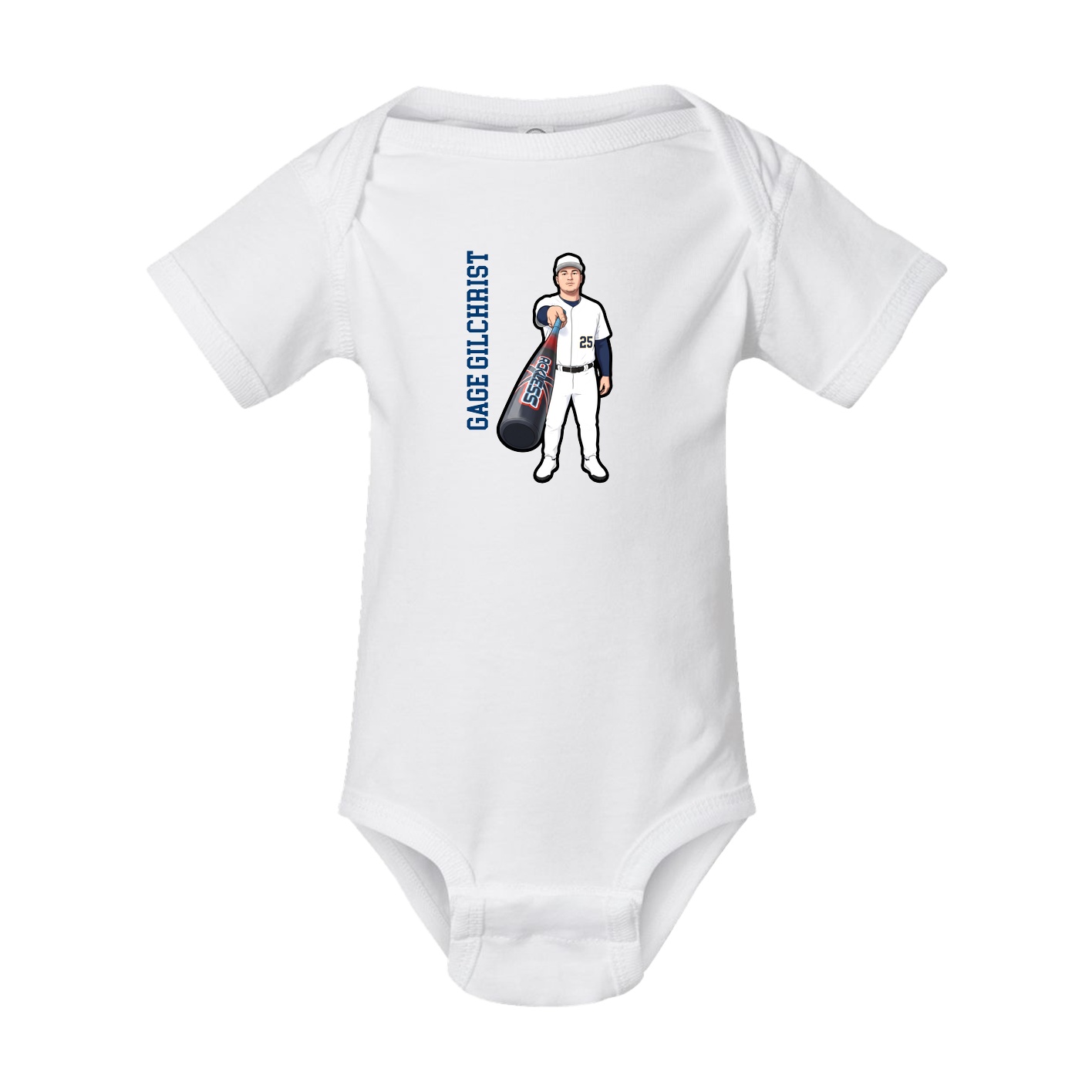 Baby Onesie — Name Vertical in White