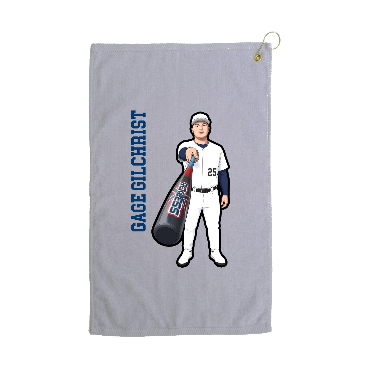 Golf Towel — Name Vertical in Grey