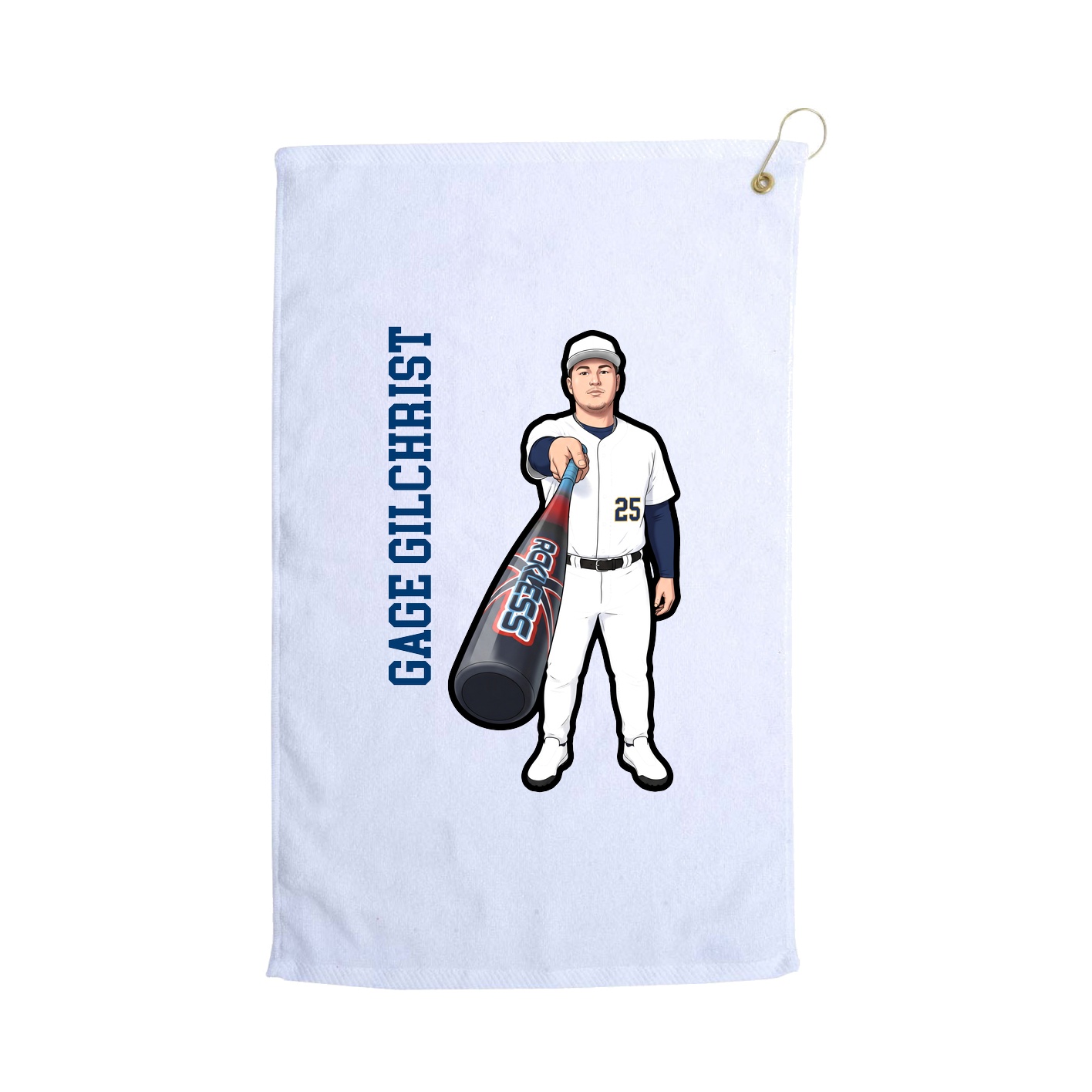 Golf Towel — Name Vertical in White