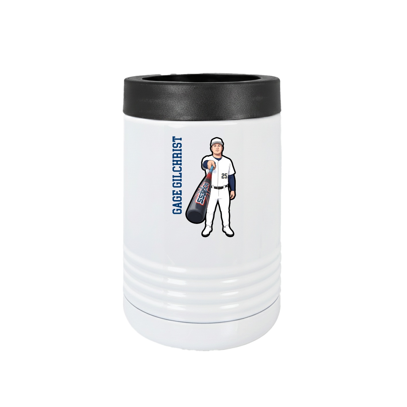 Beverage Holder — Name Vertical in White