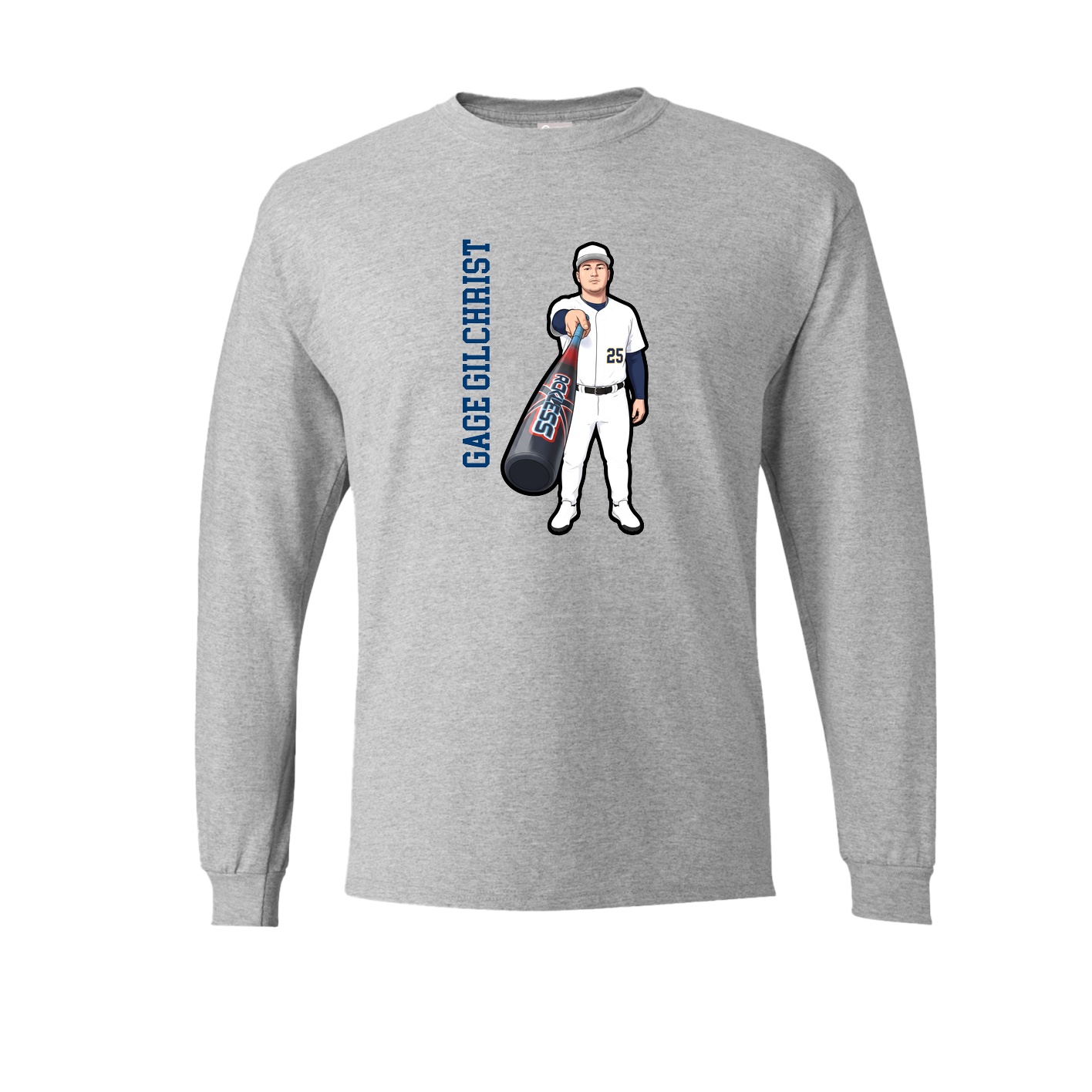 Long Sleeve Tee — Name Vertical in Grey