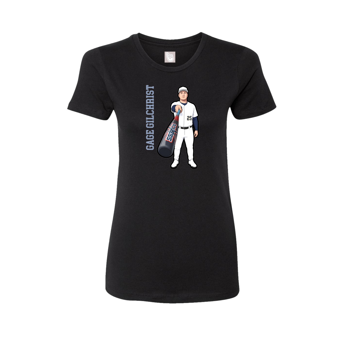 Womens Tee — Name Vertical in Black