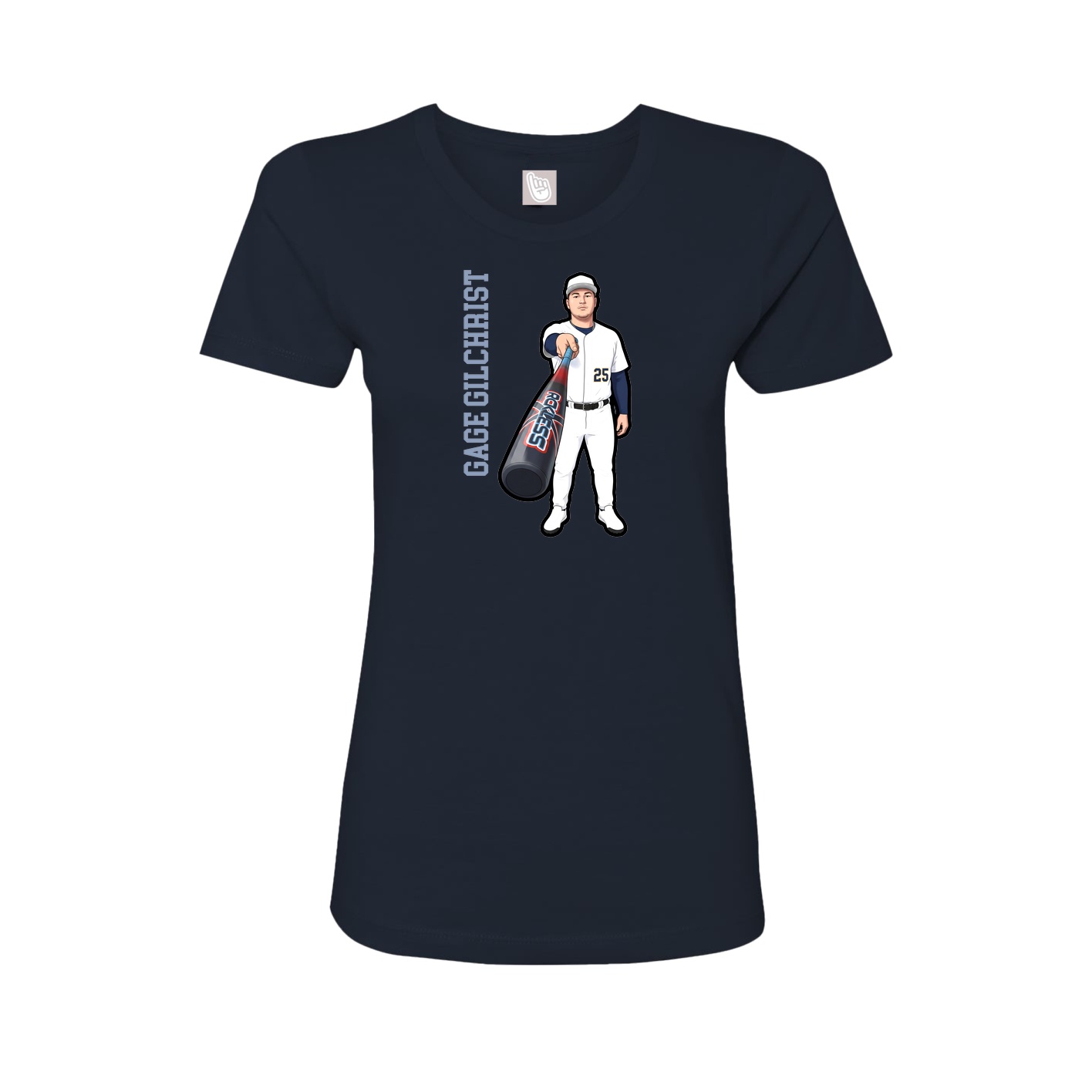 Fitted Women's Tee — Name Vertical in Navy