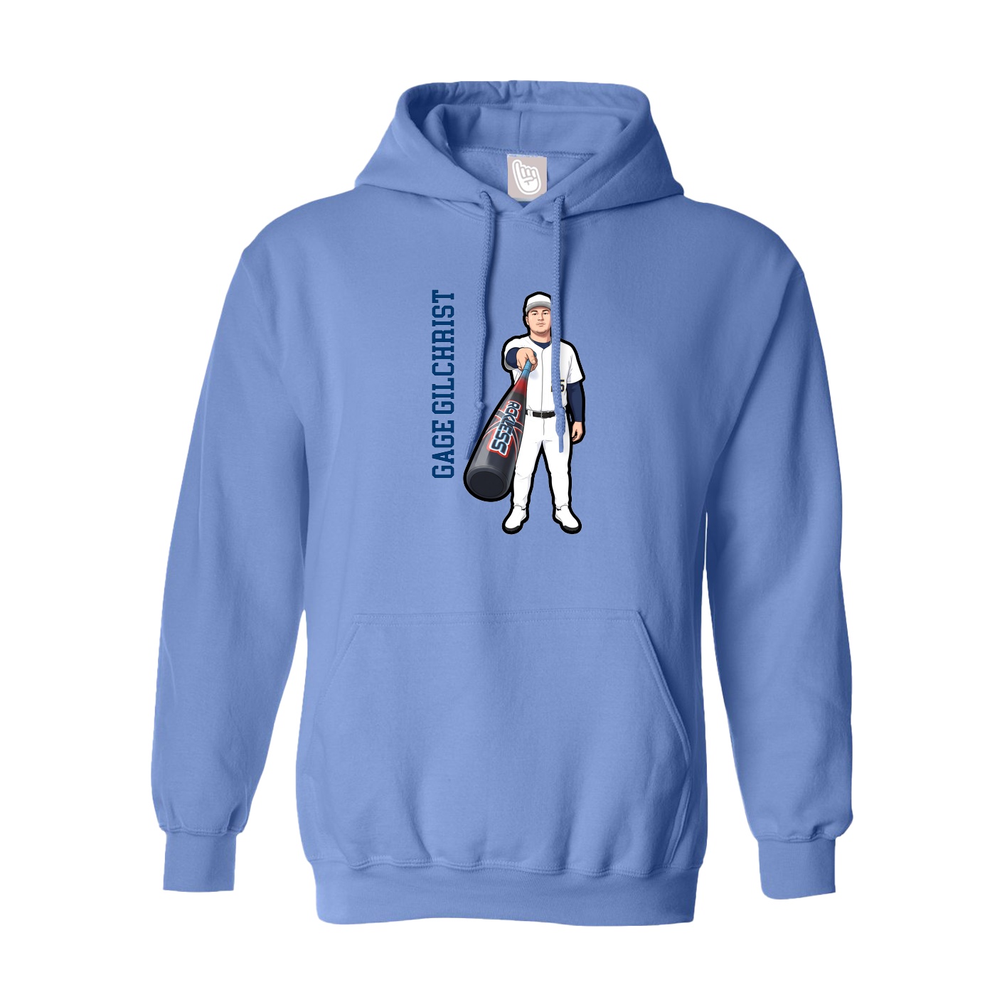 Youth Hoodie — Name Vertical in Powder Blue