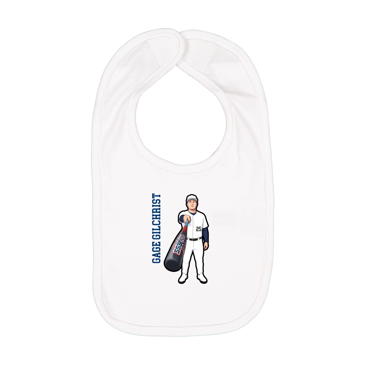 Infant Bib — Name Vertical in White