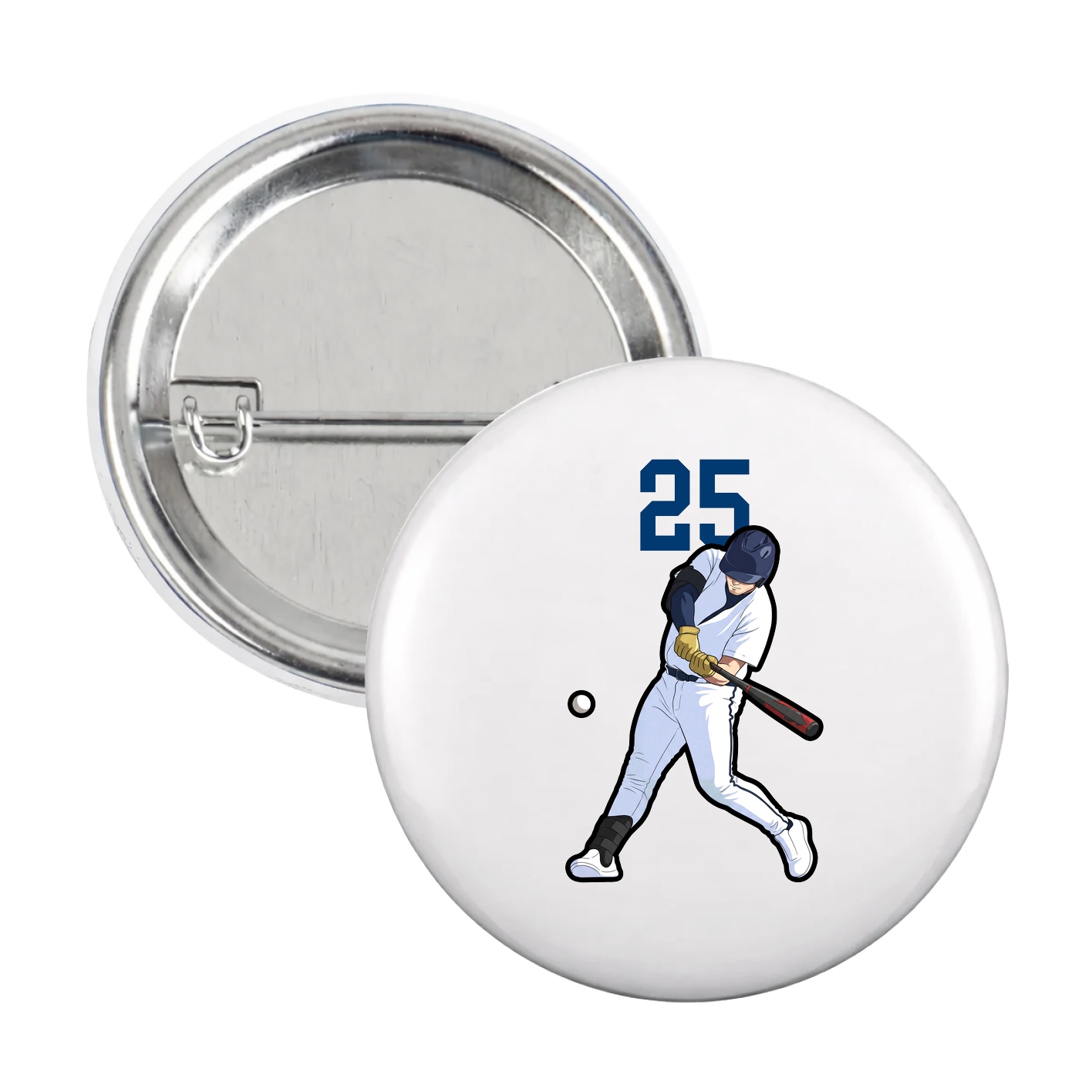 Game Day Button — Number Top in White