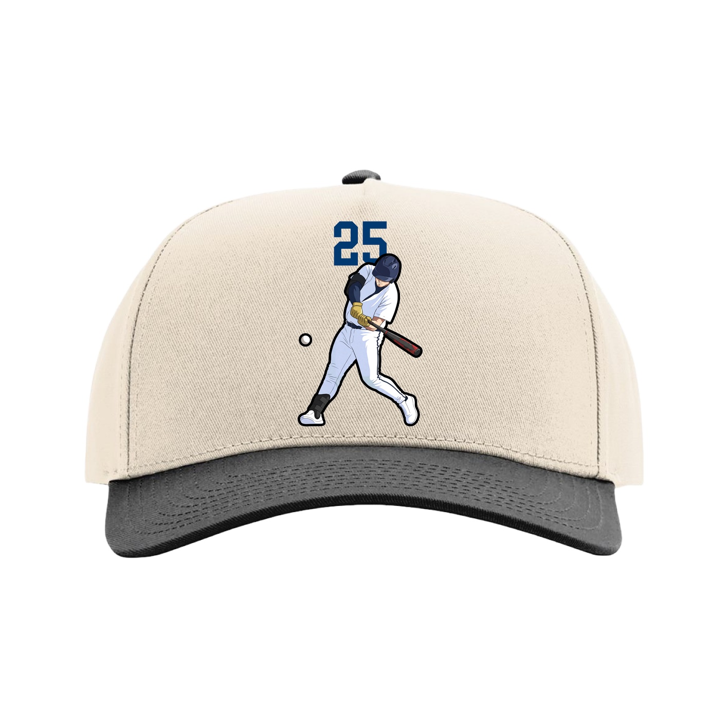 Full Fabric Five-Panel Champ Cap — Number Top in Cream/Black
