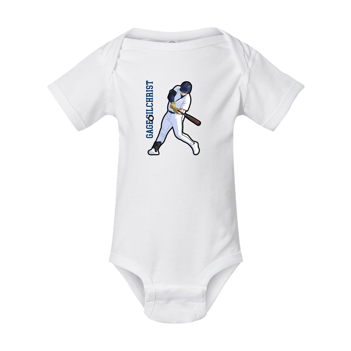 Baby Onesie — Name Vertical in White