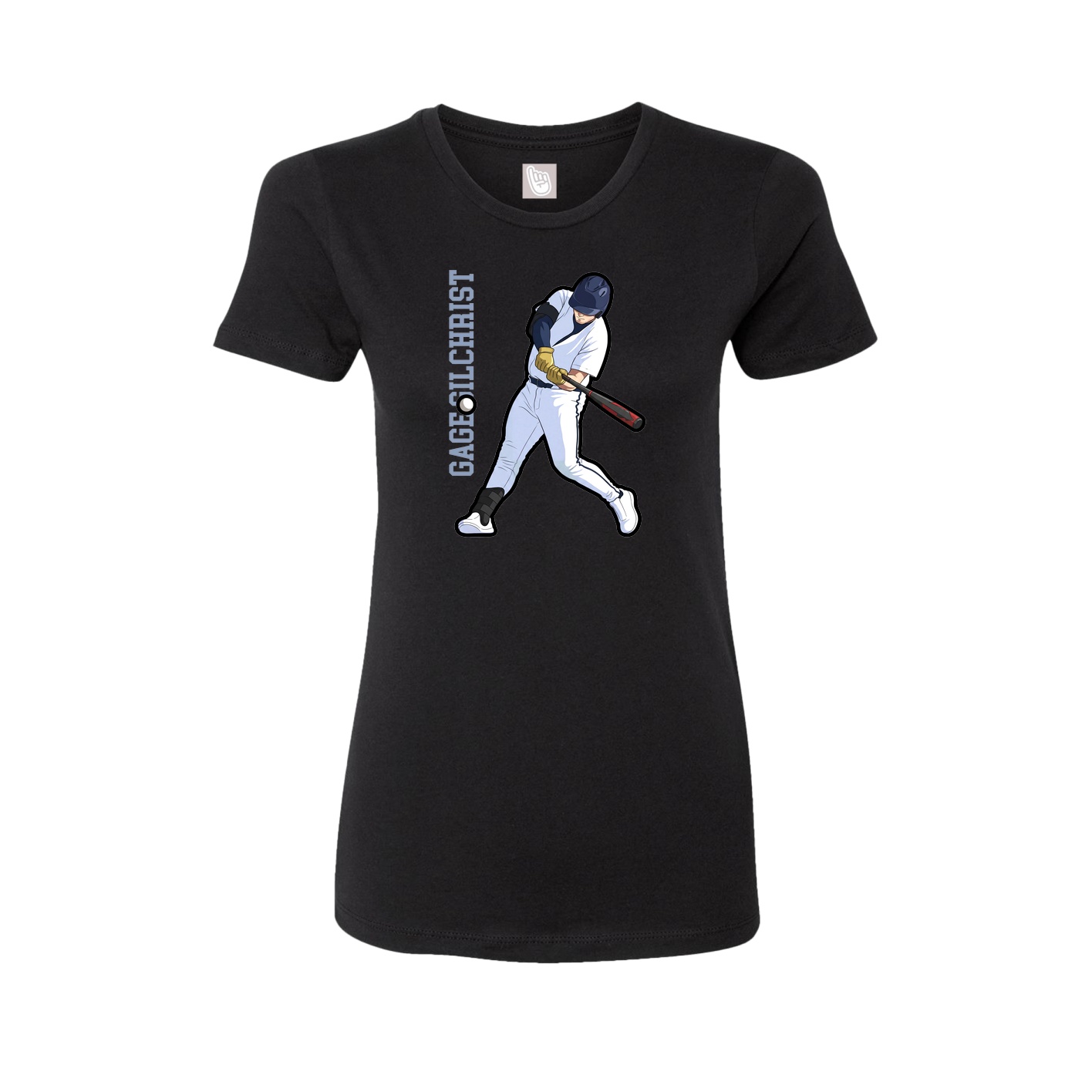 Womens Tee — Name Vertical in Black