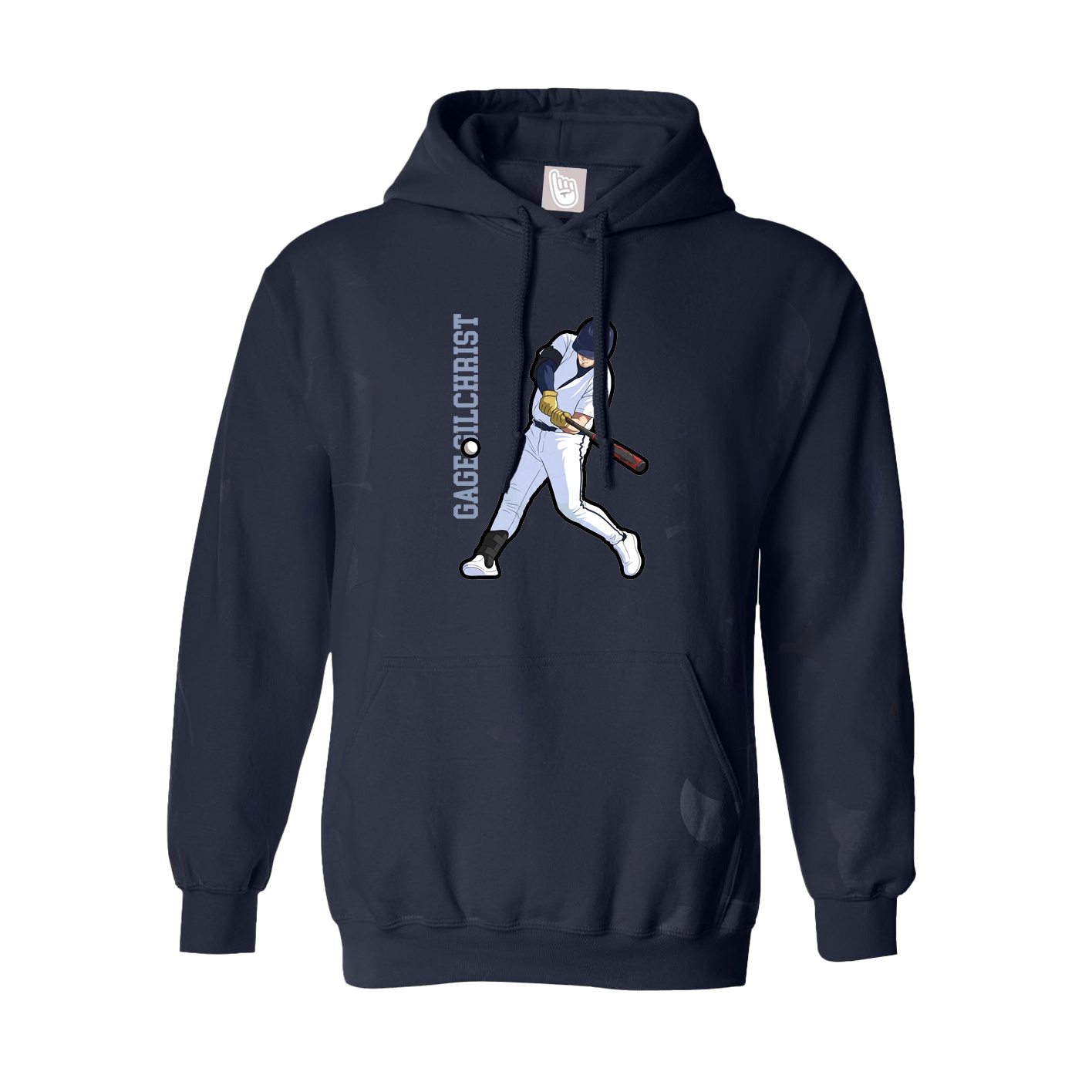 Hoodie — Name Vertical in Navy