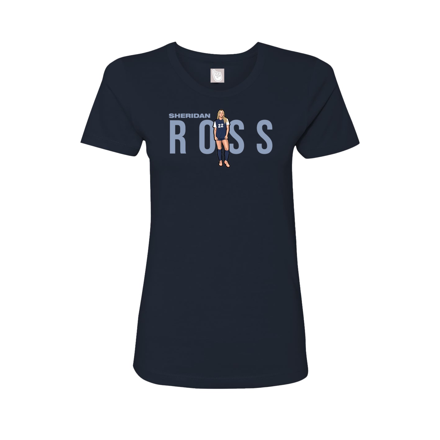 Fitted Women's Tee — Player Name in Navy