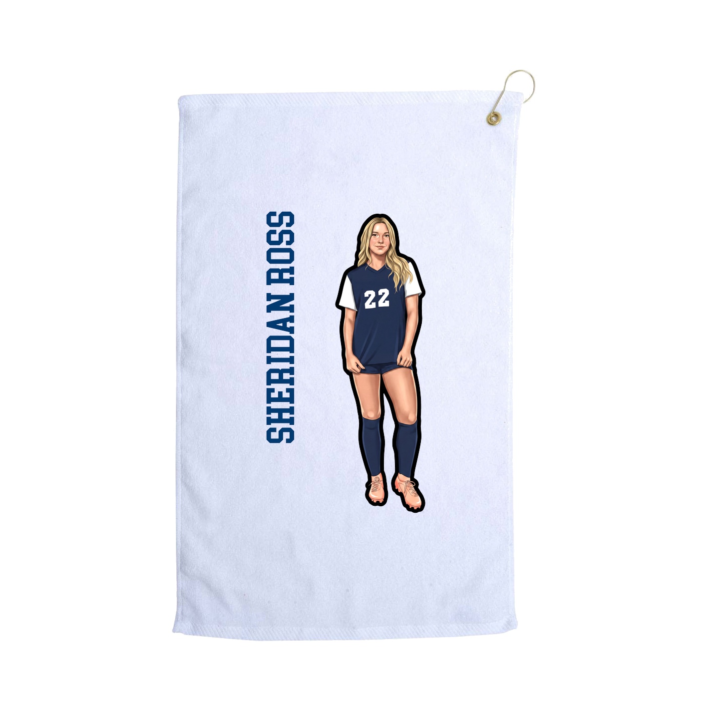 Golf Towel — Name Vertical in White