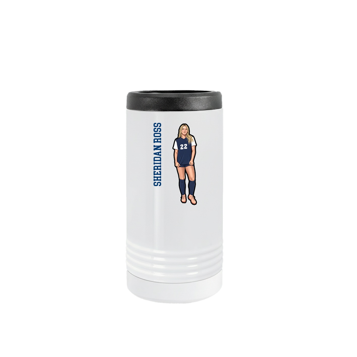 Slim Beverage Holder — Name Vertical in White